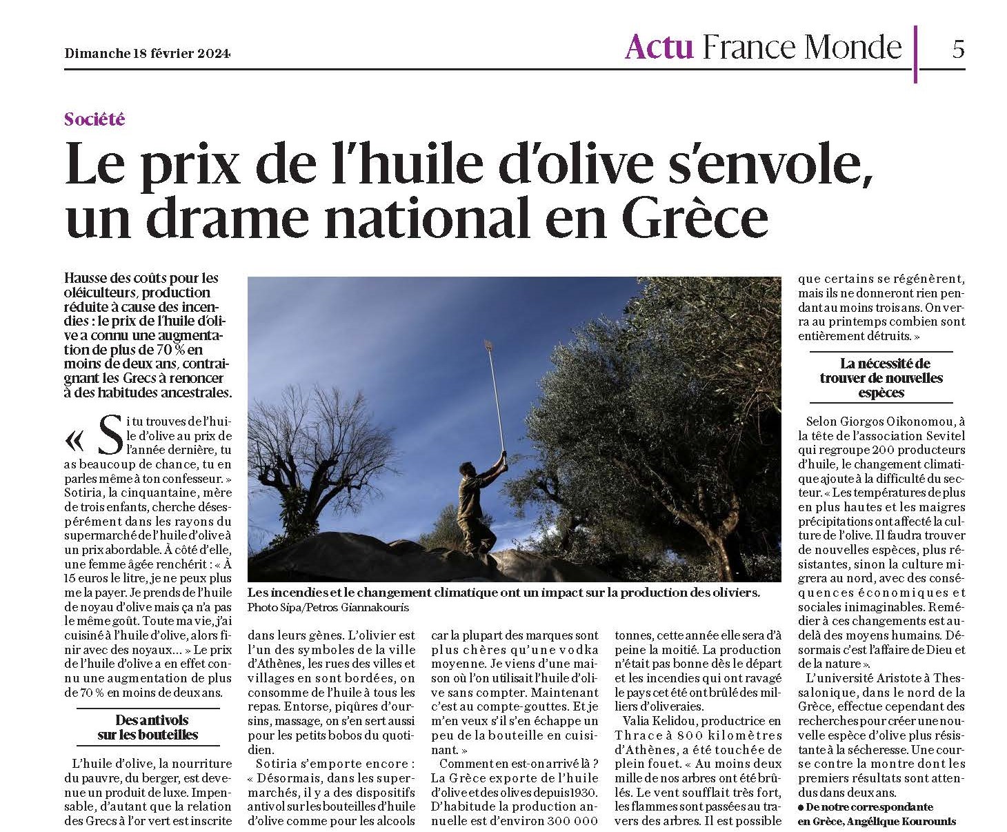 Le prix de l&rsquo;huile d&rsquo;olive s&rsquo;envole, un drame national en Grèce.